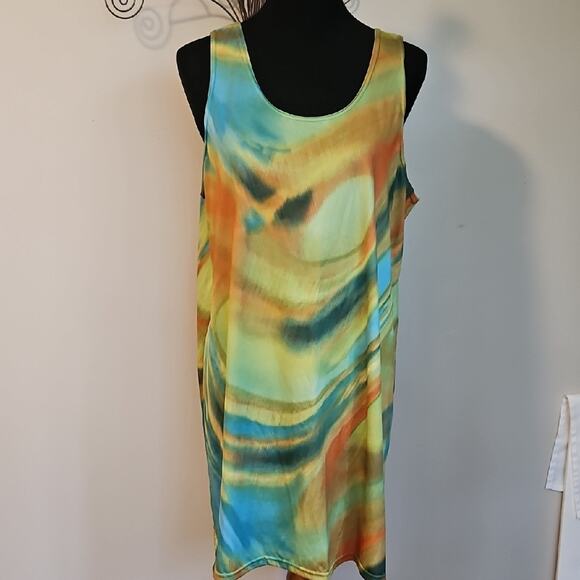 Vibrant Multicolor Sleeveless Dress Coverup - Picture 1 of 3